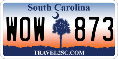 SC license plate WOW873