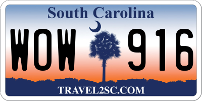 SC license plate WOW916