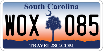 SC license plate WOX085