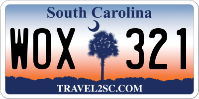 SC license plate WOX321