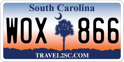 SC license plate WOX866