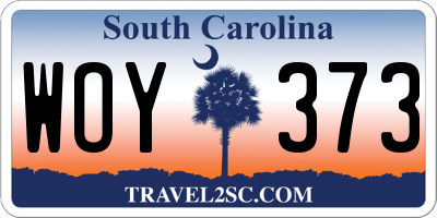 SC license plate WOY373