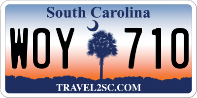 SC license plate WOY710