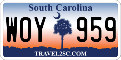 SC license plate WOY959