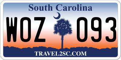 SC license plate WOZ093