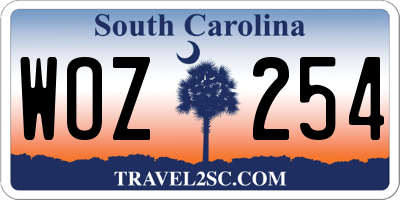SC license plate WOZ254