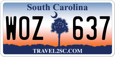 SC license plate WOZ637