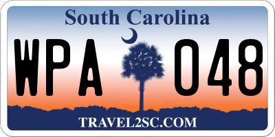 SC license plate WPA048