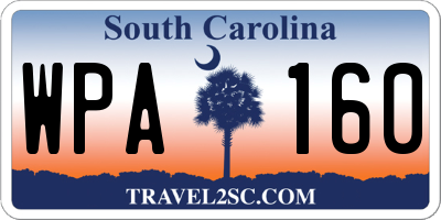 SC license plate WPA160