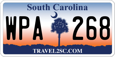 SC license plate WPA268