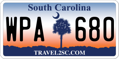 SC license plate WPA680