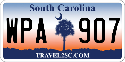 SC license plate WPA907