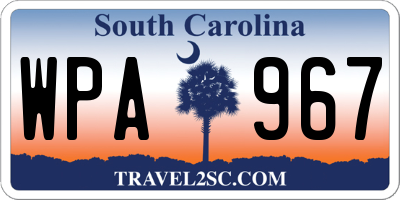 SC license plate WPA967