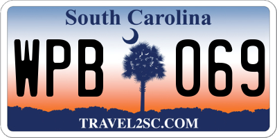 SC license plate WPB069