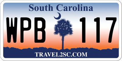 SC license plate WPB117