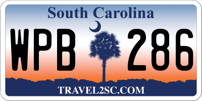 SC license plate WPB286
