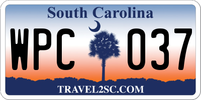 SC license plate WPC037