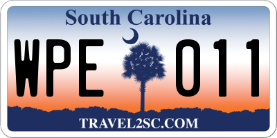 SC license plate WPE011