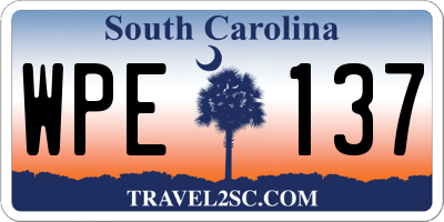 SC license plate WPE137