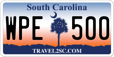 SC license plate WPE500