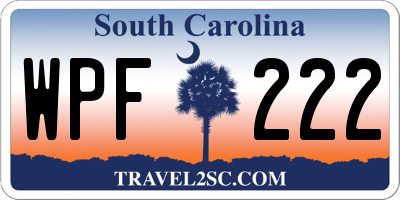 SC license plate WPF222