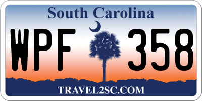 SC license plate WPF358
