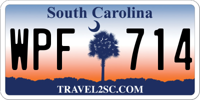 SC license plate WPF714