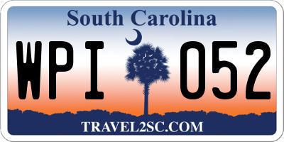 SC license plate WPI052