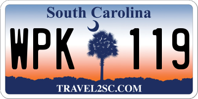 SC license plate WPK119