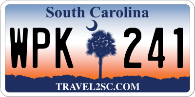 SC license plate WPK241
