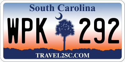 SC license plate WPK292