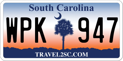 SC license plate WPK947