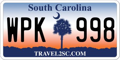 SC license plate WPK998
