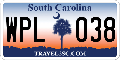 SC license plate WPL038