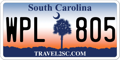 SC license plate WPL805