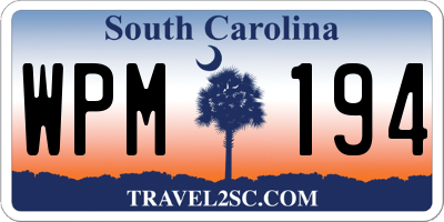 SC license plate WPM194
