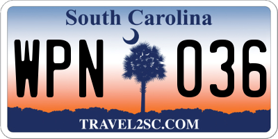 SC license plate WPN036