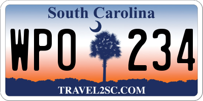 SC license plate WPO234