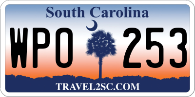 SC license plate WPO253