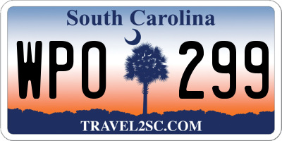 SC license plate WPO299