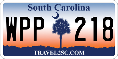 SC license plate WPP218