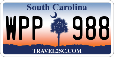 SC license plate WPP988