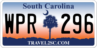SC license plate WPR296