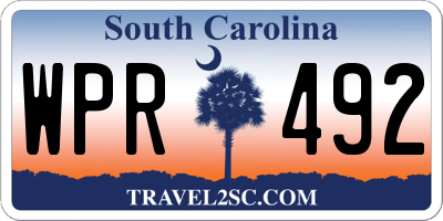 SC license plate WPR492