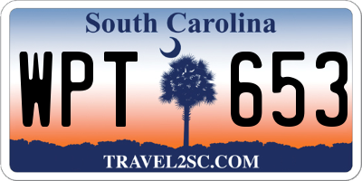SC license plate WPT653