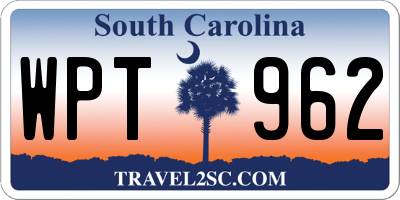 SC license plate WPT962