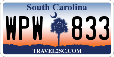 SC license plate WPW833