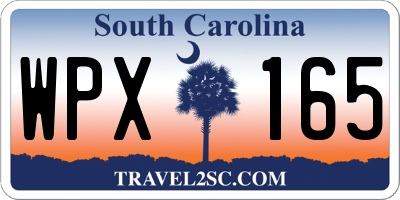 SC license plate WPX165