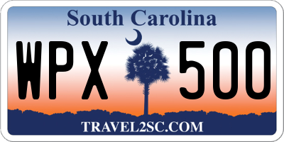 SC license plate WPX500