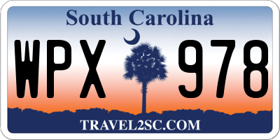 SC license plate WPX978